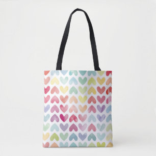 Bolsa Tote Coração aquosa colorida perfeita, pintada de coraç