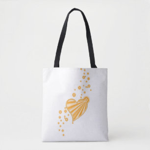Bolsa Tote Coração Arco-Íris Amarelo Laranja com Estrelas
