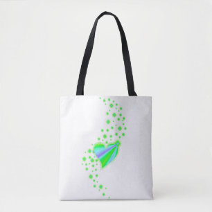 Bolsa Tote Coração Arco-Íris com Estrelas, roxo verde