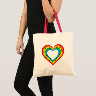 Bolsa Tote Coração Arco-íris de Amor Música