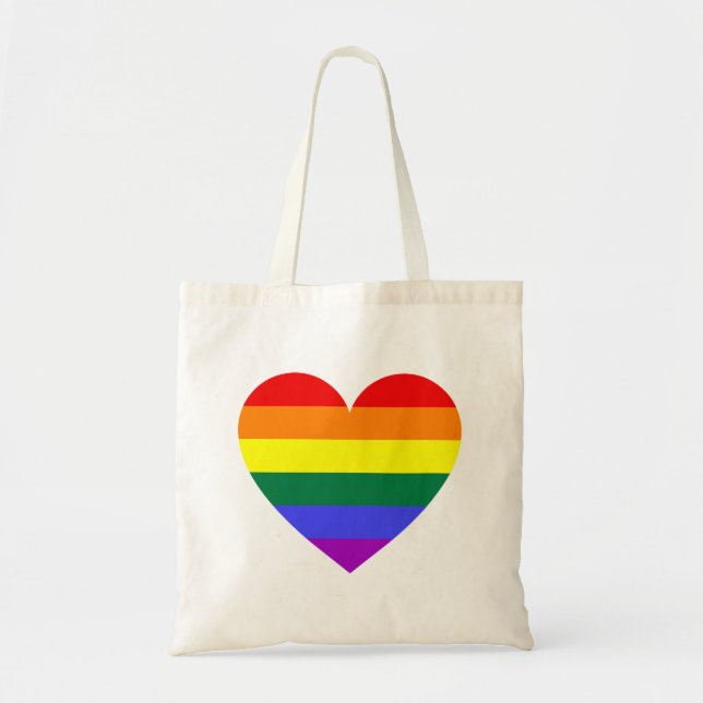 Bolsa Tote Coração arco-íris Orgulho gay LGBT (Frente)