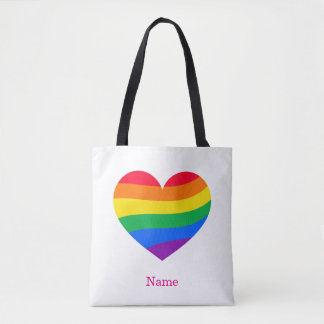 Bolsa Tote Coração Arco-Íris Retrô - Arte Abstrata Colorida F