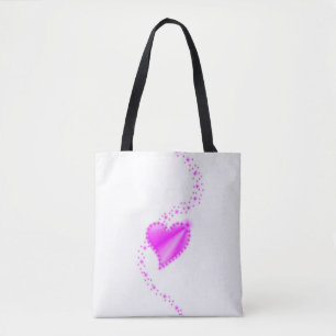 Bolsa Tote Coração Arco-Íris Rosa com Estrelas