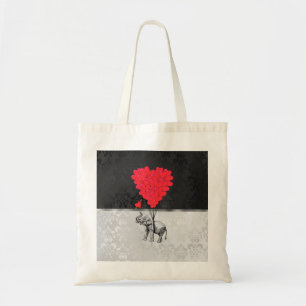 Bolsa Tote Coração bonito do elefante e do amor em cinzas