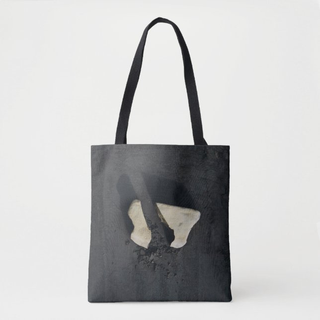 Bolsa Tote Coração branco em forma de superfície preta (Frente)