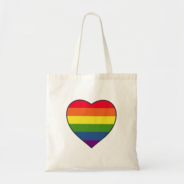 Bolsa Tote Coração cheio de cores arco-íris (Frente)