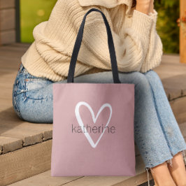 Bolsa Tote Coração Chic Personalizado Rosa Empoeirado