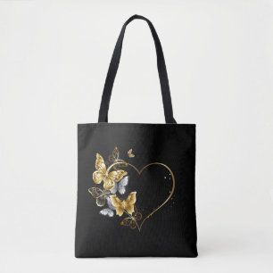 Bolsa Tote Coração com Borboletas Ouros