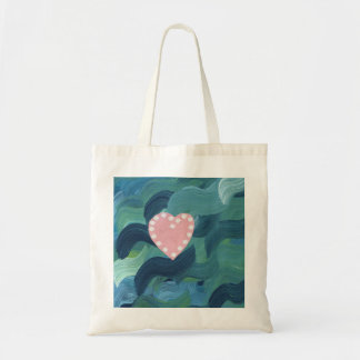 Bolsa Tote Coração com Conchas e Ondas do Oceano