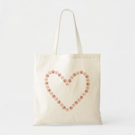 Bolsa Tote Coração com Pegada de Pata Rosa - Pegadas de patas