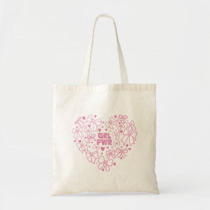 Bolsa Tote Coração cor-de-fita rosa GRL PWR - Dia das mulhere