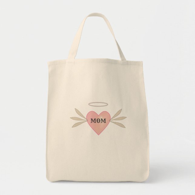Bolsa Tote Coração Cor-de-Rosa Alado (Frente)