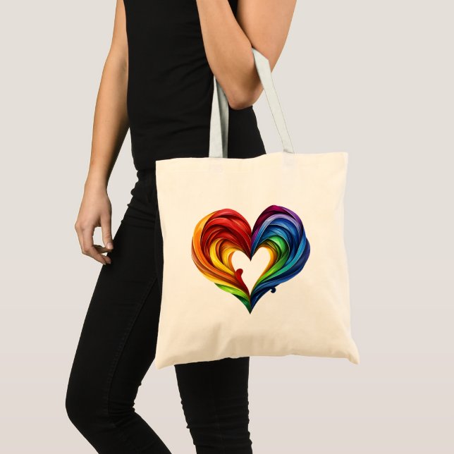 Bolsa Tote Coração - Cores Arco-Íris (Frente (produto))