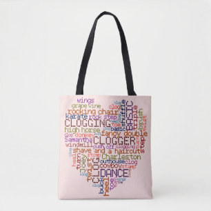 Bolsa Tote Coração da arte da palavra de Clogger das etapas