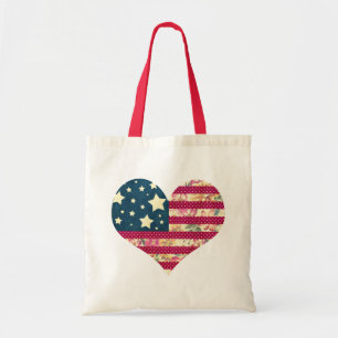 Bolsa Tote Coração da bandeira americana do chique