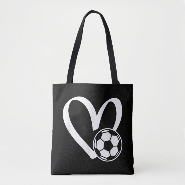 Bolsa Tote Coração da Bola do Futebol (Frente)