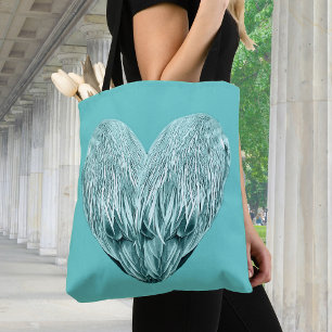 Bolsa Tote Coração da pena em verde macio