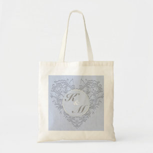 Bolsa Tote Coração das Damas de Linen Azul do HeartyChic Sky