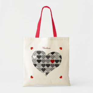 Bolsa Tote coração de amor romântico personalizado vermelh