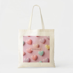 Bolsa Tote Coração de Bala Pastel Macia Personalizado