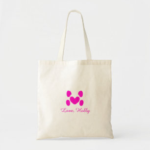 Bolsa Tote Coração de cachorro pata rosa animal de estimação