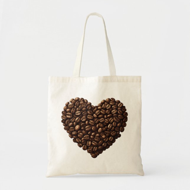 Bolsa Tote Coração de Grãos de Café (Frente)