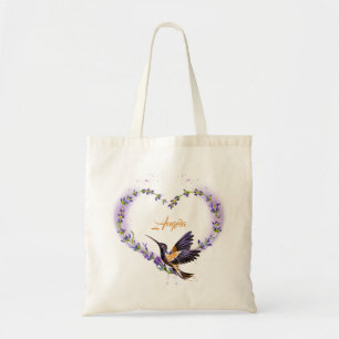 Bolsa Tote Coração de Hummingbird Roxo Personalizado