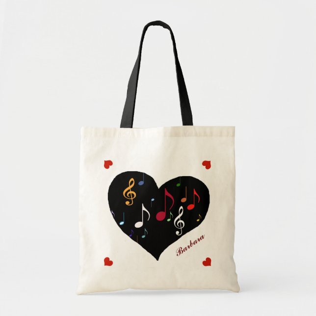 Bolsa Tote coração de música para sua personalização (Frente)