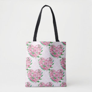 Bolsa Tote coração de pedonia aquosa