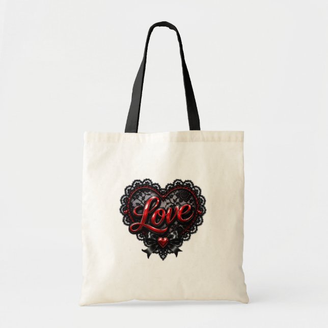 Bolsa Tote Coração de Renda Amor (Frente)