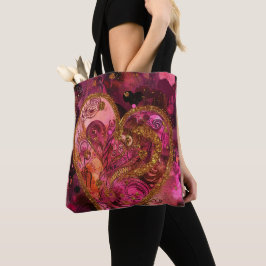 BOLSA TOTE CORAÇÃO DE SÃO VALENTIM COM BRILHO ROSA QUENTE E D