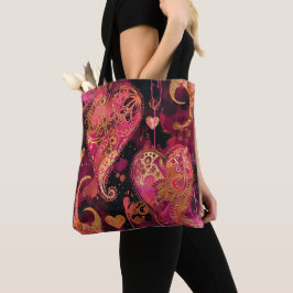 BOLSA TOTE CORAÇÃO DE SÃO VALENTIM COM BRILHO ROSA QUENTE E D