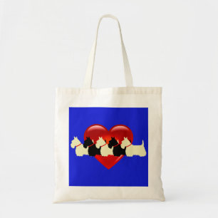 Bolsa Tote Coração de silhueta preto/branco da Escócia Terrie