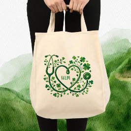 Bolsa Tote Coração de St Pattys Trevo Estetoscópio Inicial de