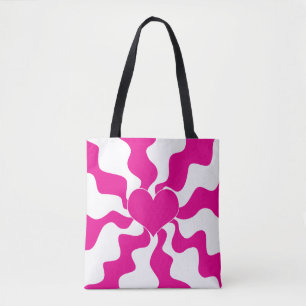Bolsa Tote Coração do Amor em Magenta e Branco
