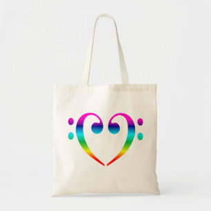 Bolsa Tote Coração do Clef baixo do arco-íris
