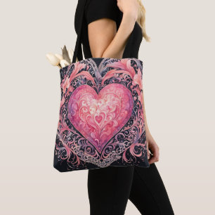Bolsa Tote Coração do Dia dos Namorados Ornamentos de Flores