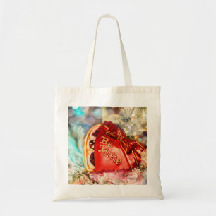 Bolsa Tote Coração do Namorados Vintage Antiquado em Vermelho