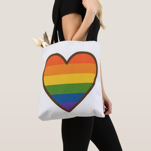 Bolsa Tote Coração do Orgulho LGBTQ+ Kawaii (Close Up)