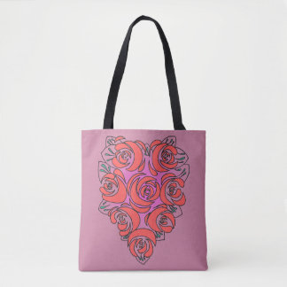 Bolsa Tote Coração do saco dos rosas