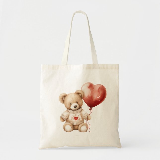 Bolsa Tote Coração do Urso de Teddy Bonito (Frente)