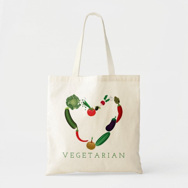 Bolsa Tote Coração do vegetariano (Frente)