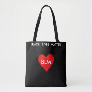 Bolsa Tote Coração e texto Black Lives Matter em preto