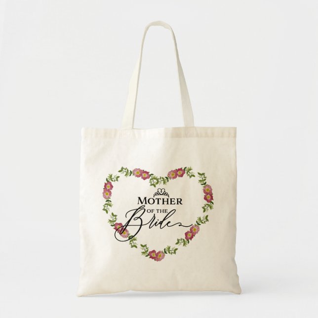 Bolsa Tote Coração Floral Mãe da Noiva (Frente)