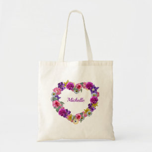 Bolsa Tote Coração Floral Personalizado