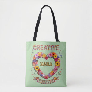 Bolsa Tote Coração Floral Personalizado Mama Para Sempre – Mo
