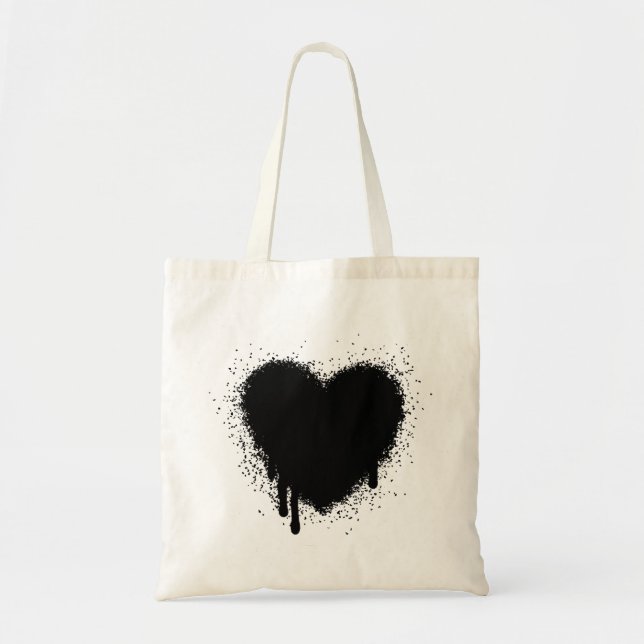 Bolsa Tote Coração Grunge - Preto (Frente)