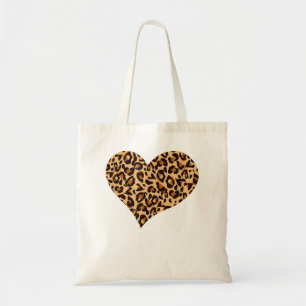 Bolsa Tote Coração Impresso de Chita Leopardo Bonita