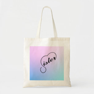 Bolsa Tote Coração irmã e fundo colorido pastel