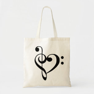 Bolsa Tote Coração Limpo do Coração do Coração de Músi